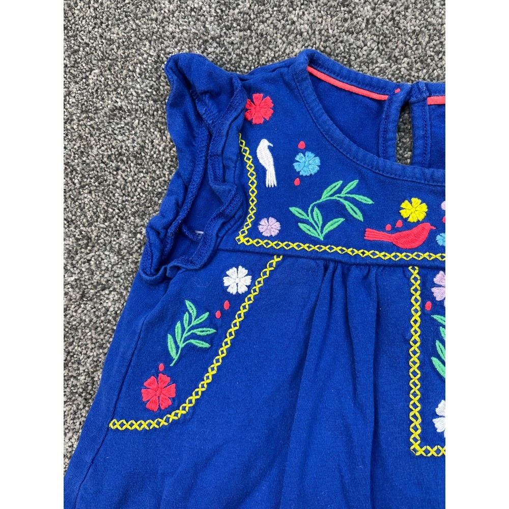Mini Boden 2 pc Dresses Embroidered Blue Florals and Striped Giraffe Girls 4-5Y - Picture 9 of 11